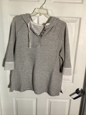 Soft Surroundings Light Grey Henley Hoodie